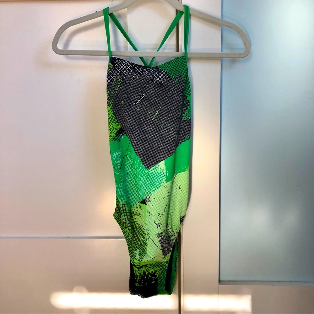 Speedo green patterned swim suit